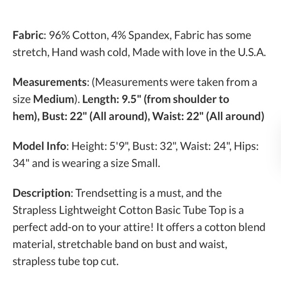 grey basic thick strapless cotton tube top NEW - Picture 3 of 6